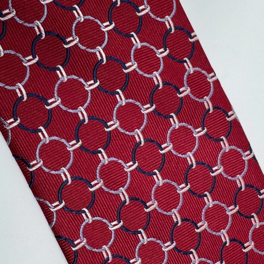 JS Blank & Co Neck Tie, silk. circle, chain, geometric, abstract, preppy, skinny